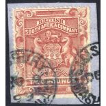 1892-93 £2 Arms, VFU on piece, SG.11, Cat. £170