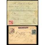 ANGOLA 1912 reg 20r violet postal stationery card uprated with 50 on 65r blue, tied Benguela