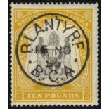 B.C.A 1897 CCC £10 black & yellow Arms with a superb Blantyre 16.NOV.98 c.d.s. (1)