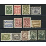 1910 Pictorial set, fine M, extra 15c shades (slate green), SG.95/105, 116. Cat. £540