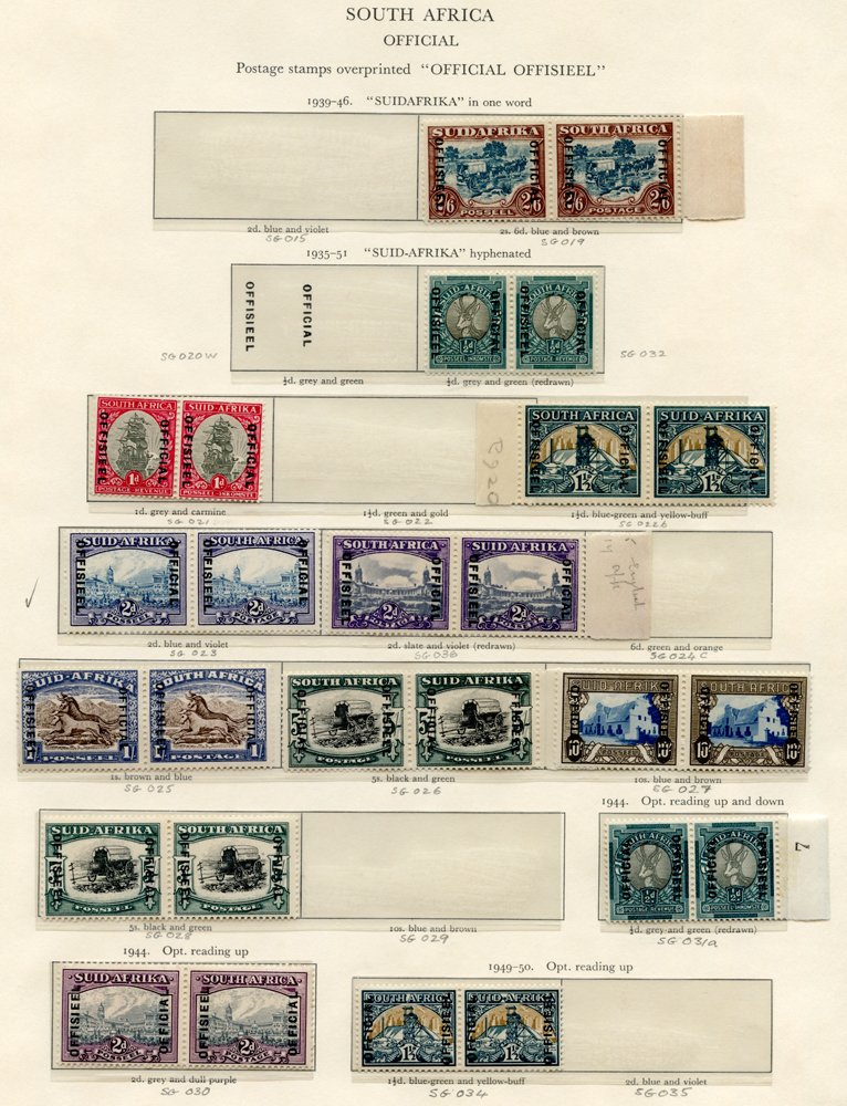 SOUTH AFRICA 1936-49 UM range incl. good OFFICIALS & DUES, incl. some toning or gum disturbance. (