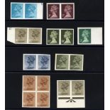 1971-96 selection of Imperf pairs with ½p turquoise blue, 7p purple brown (centre band), 16p olive