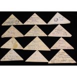 1940's accumulation of fifty triangular letters sent by Soviet soldiers during WWII, all bear