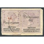 1888 Bechuanaland 4d on 4d lilac & black (SG.44) & 6d on 6d lilac & black (SG.45) together on a