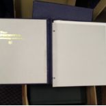 SG PLYMOUTH ALBUM BINDERS (4) with matching slip cases, blue (2), green & maroon. Good condition.