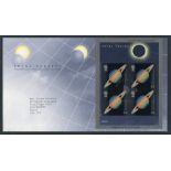 1999 Solar Eclipse M/Sheet variety Imperf tied to a FDC by Falmouth Special cancel, only three