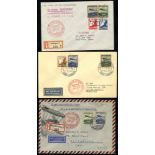 1936 first 'Hindenburg' flight envelopes to USA & Brazil bearing 50pf & 75pf commems & cachets incl.