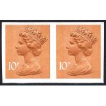 1976 10p orange brown (two bands) Imperf pair UM, SG.X886a, Cat. £375