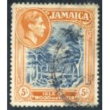 1938-52 5s slate-blue & yellow-orange, Line Perf 14, FU, SG.132a, Cat. £250