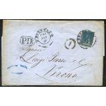 TUSCANY 1857 entire letter Firenze - Venice, franked 6cr blue (Sass 15) cut into lower right