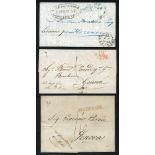 MEDITERRANEAN MAIL 1828-40 two EL's from Tunis to Genoa by named captains with s/line or three