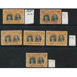 1910-13 4d Double Heads, M shades (6) incl. SG.138, 139 (3), RSC 'C' & Perf 15 (RSC 'C'), mainly