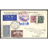 1934 1st South America flight London Airmail Exhibition commemorative envelope 7 labels to Rio de