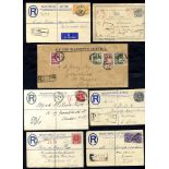 1887-1954 covers & postal stationery, five are registered envelopes one used internally cancelled