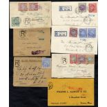 1905-16 selection of envelopes (7 registered) comprising to New York with 1d, 2d, 3d, to