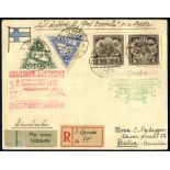 1933 2nd South America flight Latvian registered acceptance envelope to Bahia, Brazil, franked