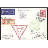 1933 Chicago flight registered commemorative card franked 10pf Air, cancelled Friedrichshafen &