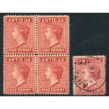 1884-87 CCA 1d rose, fine M block of four, upper left stamp has small stain on Queen's neck (SG.26),