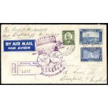 1936 9th North America flight Canadian registered envelope to England, franked 13c 'Britannia' +