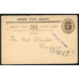 BOER WAR 1902 censored reply part of a reply paid card, cancelled Brandfort FE.11.02, writers