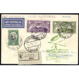 1932 6th South America flight San Marino acceptance card registered to Pernambuco, franked 25c +