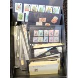 BOX containing miscellaneous GB, British Commonwealth & foreign on black stock cards, noted Hong