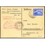 1931 Polar flight card to Berlin, franked 2rm Zeppelin commemorative, bears red ' Sunrise' flight