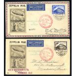 1930 South America flight illustrated envelope to USA franked overprinted 2rm Zeppelin for Seville &