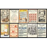 1930's-40's ANTI GERMAN propaganda cards (group of 16) mostly comic types of Portuguese production