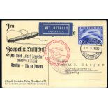 1930 South America flight card to Lorch, franked 2rm, overprinted Zeppelin, tied 'Luftschiff Graf