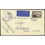 1929 North America flight covers (2) each franked 4m Zeppelin (SG.445), both tied Friedrichshafen