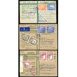 1944 'Active Service' envelopes (7), six to England, one to Palestine, eight have 9a postage, one is