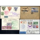 FOREIGN first flights, airmails, Zeppelins etc. 1921-81 incl. Poland 1921 Aero Targ poster stamps (