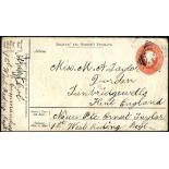 1889 9p Soldiers & Seamen's envelope to England from a Private in the 1st West Riding Rgt. Correctly