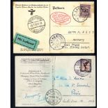 1930 Switzerland flight PPC of airship landing to Paris, franked 1mk Eagle Air, tied 'Luftschiff