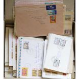 Modern accumulation of covers in a box (approx 400-500) incl. a good variety of village pmks; FDC'
