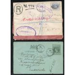 BOER WAR 1901 censored cover registered from Ladybrand (MY 19) O.F.S. to Diyatalawa & a 1902