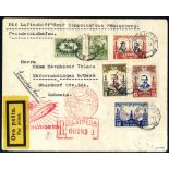 1934 Konigsberg flight Lithuanian acceptance registered envelope with multi franking, cancelled