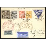 1932 3rd South America flight Latvian acceptance card (no message) to Recife, franked 2, 3s.50s,