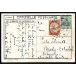 1912 Rhein U am Main flight by the airship 'Schwaben' official card to Breslau, franked 5pf + 10pf