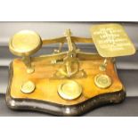 LETTER SCALE small early brass letter scale with engraved platform - INLAND POSTAL RATES FOR LETTERS