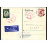 1929 Deutschland flight card from Buckburg to Lorch, franked 10pf Air, also bears old 30pf label,