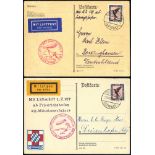 1929 Orient flight postcard to Recklinghausen, franked 1mk 'Eagle' tied Friedrichshafen Luftpost c.