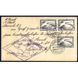 1930 Europe - Pan America flight envelope to New York, franked 4rm (3) overprinted Zeppelin, tied