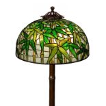 Tiffany Studios New York Bamboo Floor Lamp. A Rare 'Bamboo' Leaded Glass and Bronze Floor Lamp on