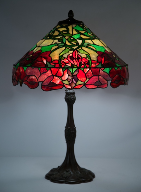 Whaley Red Oriental Poppy Leaded Glass Lamp. Whaley Red Oriental Poppy Leaded Glass Lamp. Some