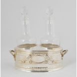 Camuso? Peru Sterling Silver Cruet Set. With repousse flowers. 16.6 ozt . Ht. 8 1/2" W 8". Online