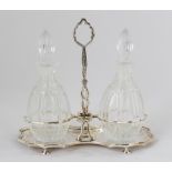 Buccellati Sterling Silver and Cut Glass Cruet Set. 14.7 ozt . Ht. 8" W 8 1/2". Online bidding