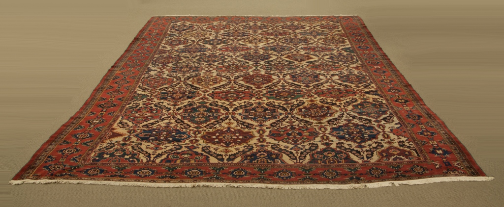 Baktahari . c. 1900 . Some areas of wear and small repairs . 24' 4' x 14' 4" . Online bidding