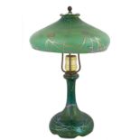 Steuben Decorated Green Aurene Table Lamp. Steuben Decorated Green Aurene Table Lamp. Small flake to